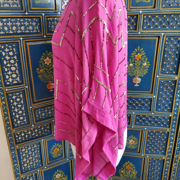 Anthropologie Parker Magenta Purple Silk Blouse Bronze Sequins Women's Size S - Picture 5 of 10